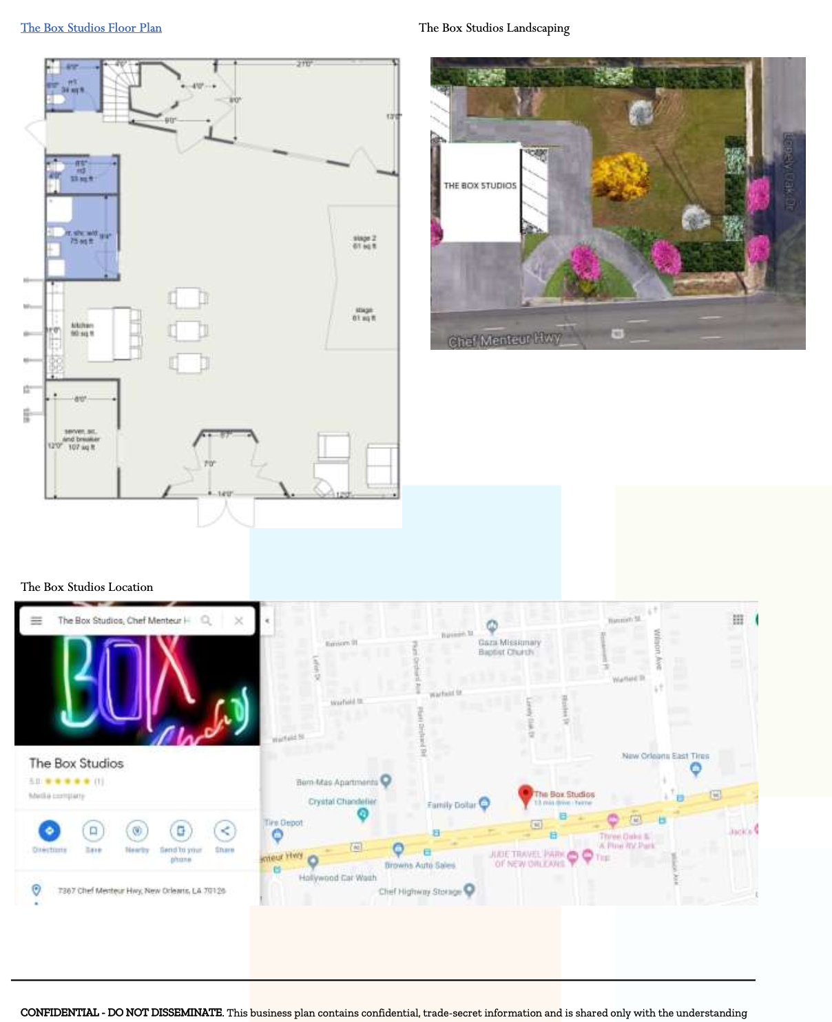 The Box Studios — floor plan, landscaping, and location